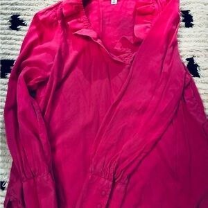 Crown & Ivy Pink Ruffle Blouse